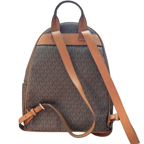 NWT Michael Kors Abbey Signature Brown/Acorn Backpack with Gold Accents (Large) - Picture 6 of 11